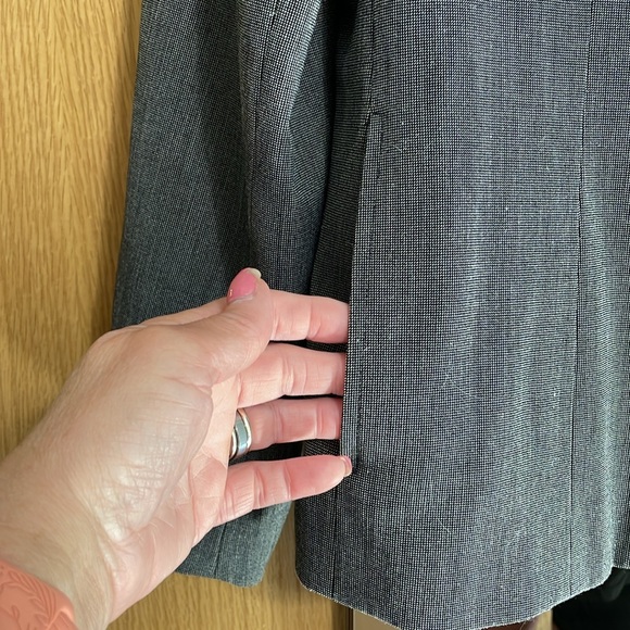 Rafaella size 16 black and white houndstooth zip up lined blazer 2 pockets - Picture 3 of 11